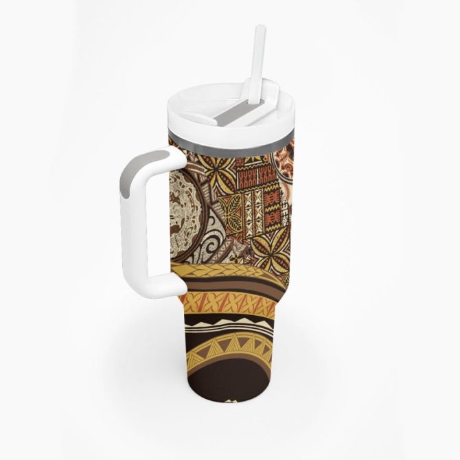 Hibiscus Tribal Vintage Custom Stanley Quencher 40Oz Stainless Steel Tumbler - Image 3