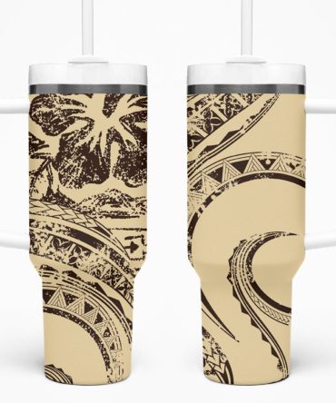 Hibiscus Tribal Vintage Custom Stanley Quencher 40Oz Stainless Steel Tumbler
