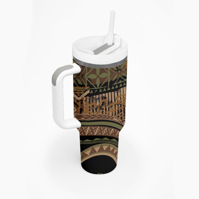 Hibiscus Tribal Vintage Custom Stanley Quencher 40Oz Stainless Steel Tumbler - Image 3