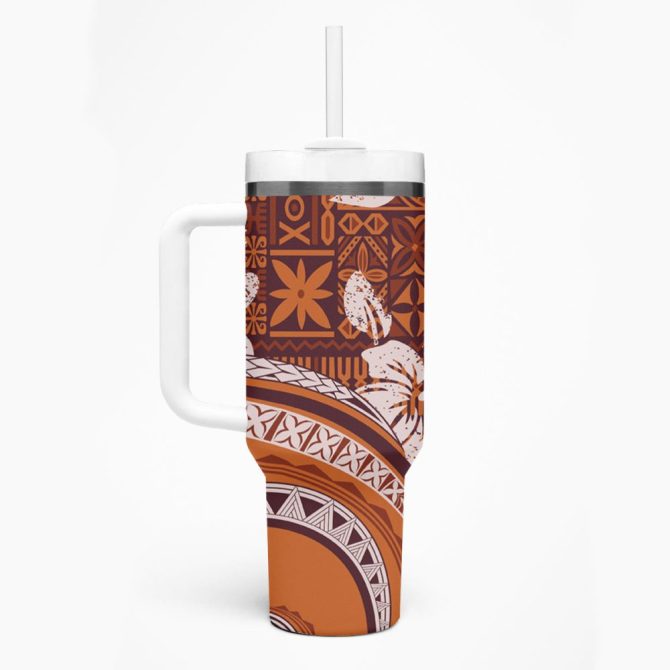 Hibiscus Tribal Vintage Custom Stanley Quencher 40Oz Stainless Steel Tumbler - Image 2