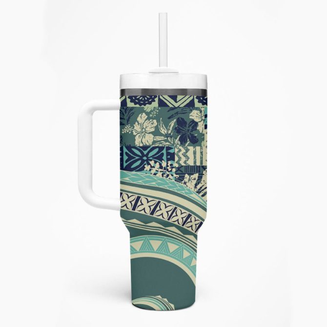 Hibiscus Tribal Vintage Custom Stanley Quencher 40Oz Stainless Steel Tumbler - Image 2