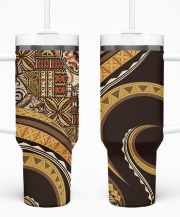 Hibiscus Tribal Vintage Custom Stanley Quencher 40Oz Stainless Steel Tumbler