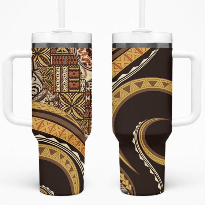 Hibiscus Tribal Vintage Custom Stanley Quencher 40Oz Stainless Steel Tumbler