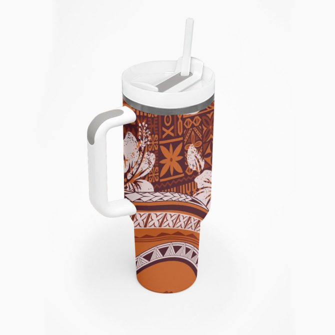 Hibiscus Tribal Vintage Custom Stanley Quencher 40Oz Stainless Steel Tumbler - Image 3