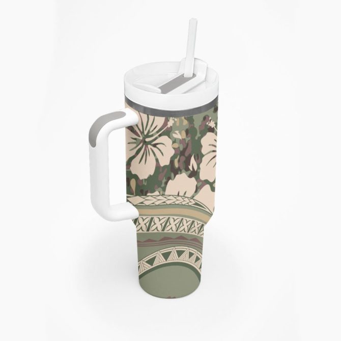 Hibiscus Tribal Vintage Custom Stanley Quencher 40Oz Stainless Steel Tumbler - Image 3