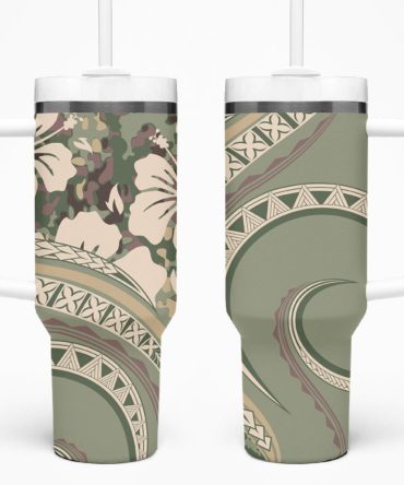 Hibiscus Tribal Vintage Custom Stanley Quencher 40Oz Stainless Steel Tumbler