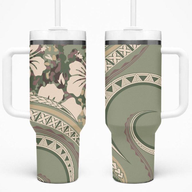 Hibiscus Tribal Vintage Custom Stanley Quencher 40Oz Stainless Steel Tumbler