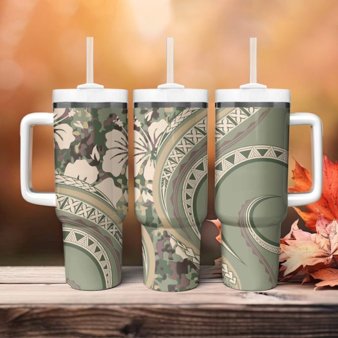 Hibiscus Tribal Vintage Custom Stanley Quencher 40Oz Stainless Steel Tumbler - Image 5
