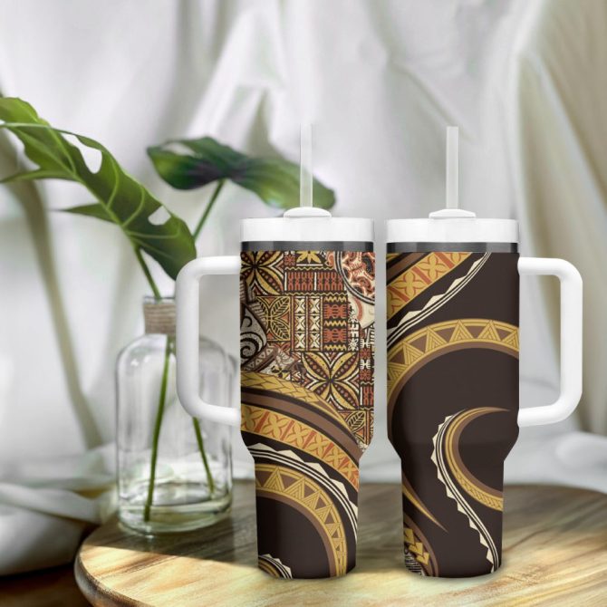 Hibiscus Tribal Vintage Custom Stanley Quencher 40Oz Stainless Steel Tumbler - Image 10