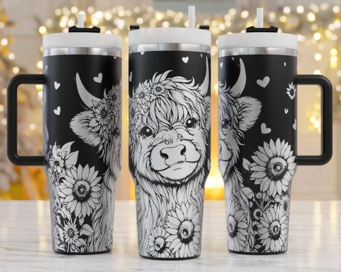 Highland Cow Custom Stanley Quencher 40Oz Stainless Steel Tumbler - Image 2