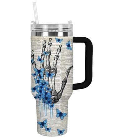 Hippie Bloom Custom Stanley Quencher 40Oz Stainless Steel Tumbler With Handle