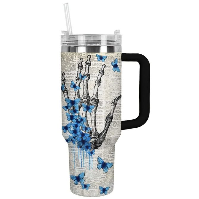 Hippie Bloom Custom Stanley Quencher 40Oz Stainless Steel Tumbler With Handle