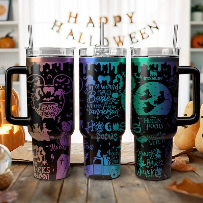 Hocus Pocus Movies Custom Stanley Quencher 40Oz Stainless Steel Tumbler With Handle