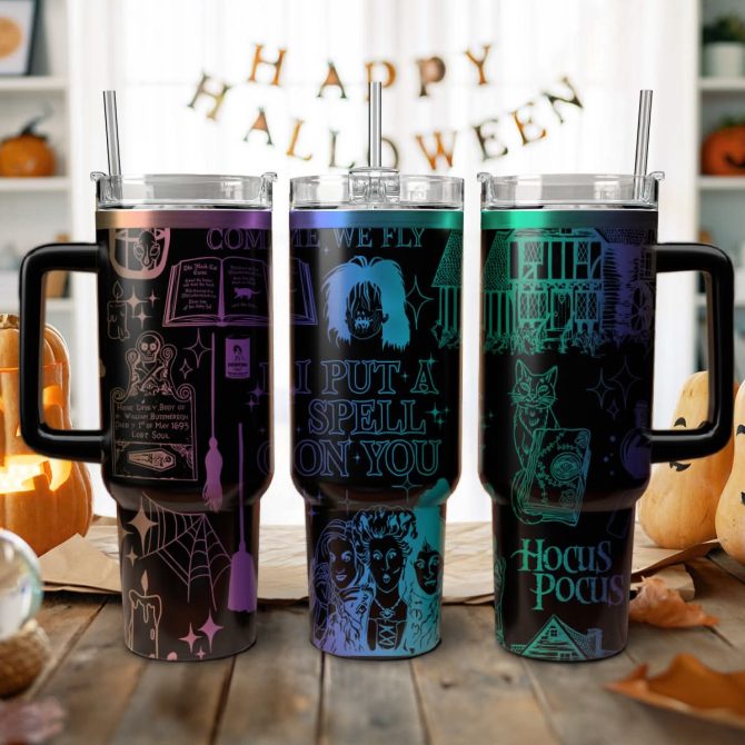 Hocus Pocus Movies Custom Stanley Quencher 40Oz Stainless Steel Tumbler With Handle