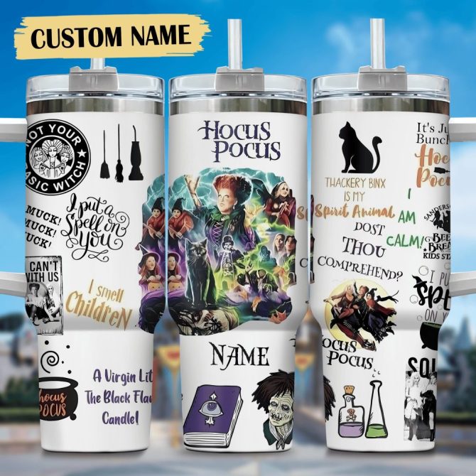 Hocus Pocus Movies Custom Stanley Quencher 40Oz Stainless Steel Tumbler With Handle