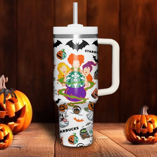 Hocus Pocus Starbucks Movies Custom Stanley Quencher 40Oz Stainless Steel Tumbler With Handle - Image 3