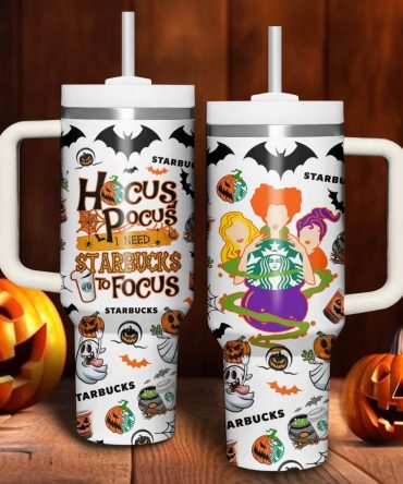 Hocus Pocus Starbucks Movies Custom Stanley Quencher 40Oz Stainless Steel Tumbler With Handle