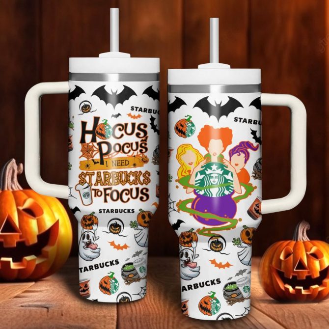 Hocus Pocus Starbucks Movies Custom Stanley Quencher 40Oz Stainless Steel Tumbler With Handle