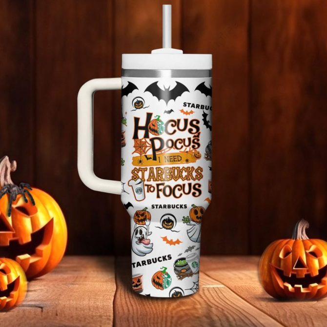 Hocus Pocus Starbucks Movies Custom Stanley Quencher 40Oz Stainless Steel Tumbler With Handle - Image 2