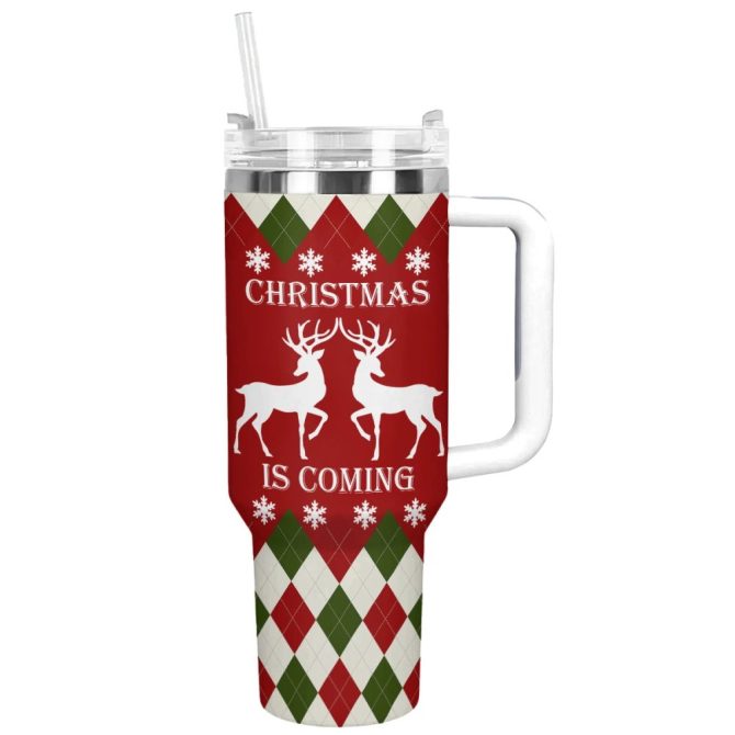 Holiday Cheer Christmas Custom Stanley Quencher 40Oz Stainless Steel Tumbler With Handle