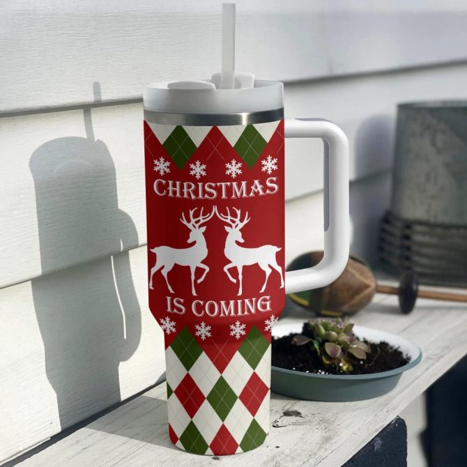 Holiday Cheer Christmas Custom Stanley Quencher 40Oz Stainless Steel Tumbler With Handle - Image 2