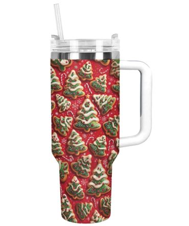 Holiday Cookie Craze Christmas Custom Stanley Quencher 40Oz Stainless Steel Tumbler With Handle