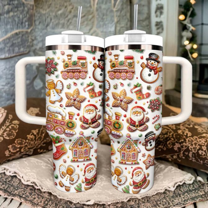 Holiday Cookie Magic Christmas Custom Stanley Quencher 40Oz Stainless Steel Tumbler With Handle - Image 2
