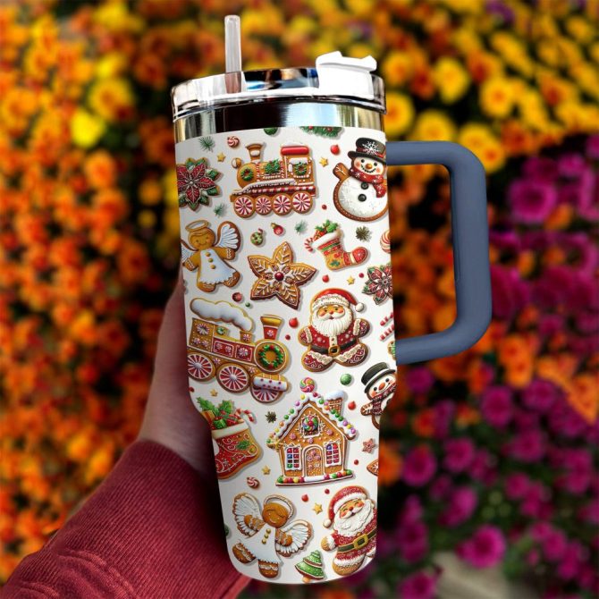 Holiday Cookie Magic Christmas Custom Stanley Quencher 40Oz Stainless Steel Tumbler With Handle - Image 3