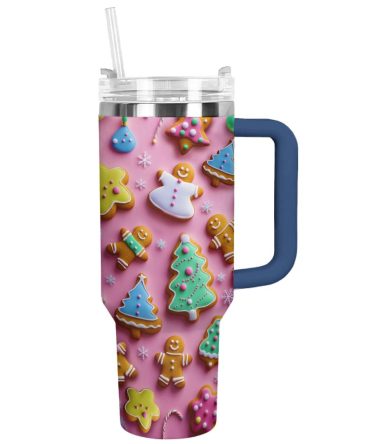 Holiday Cookies Trees Custom Stanley Quencher 40Oz Stainless Steel Tumbler With Handle