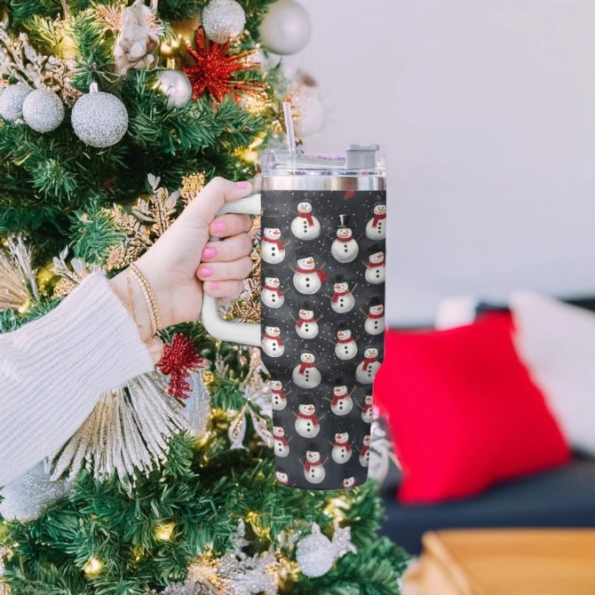 Holiday Hugs Snowman Christmas Custom Stanley Quencher 40Oz Stainless Steel Tumbler With Handle - Image 2