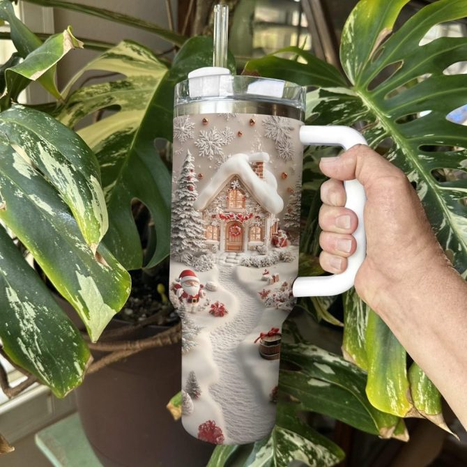 Holiday Lights Christmas Custom Stanley Quencher 40Oz Stainless Steel Tumbler With Handle - Image 2