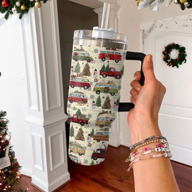 Holiday Road Trip Christmas Custom Stanley Quencher 40Oz Stainless Steel Tumbler With Handle - Image 3