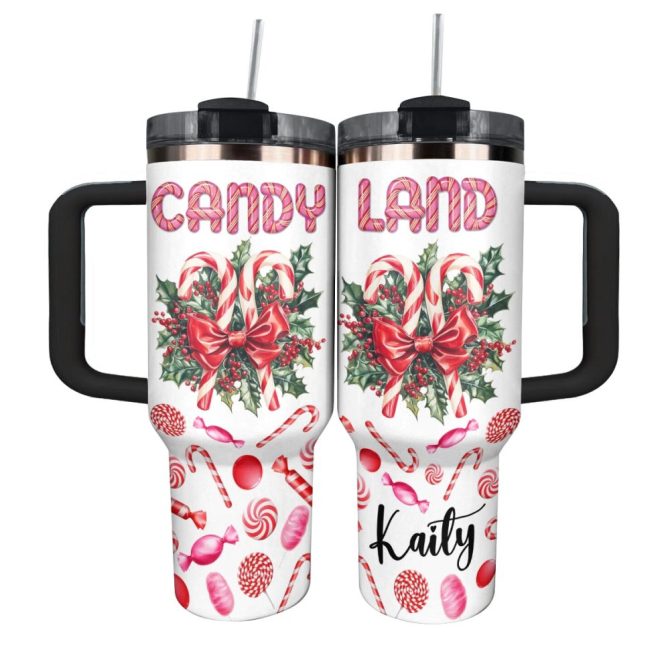Holiday Sweets Christmas Custom Stanley Quencher 40Oz Stainless Steel Tumbler With Handle