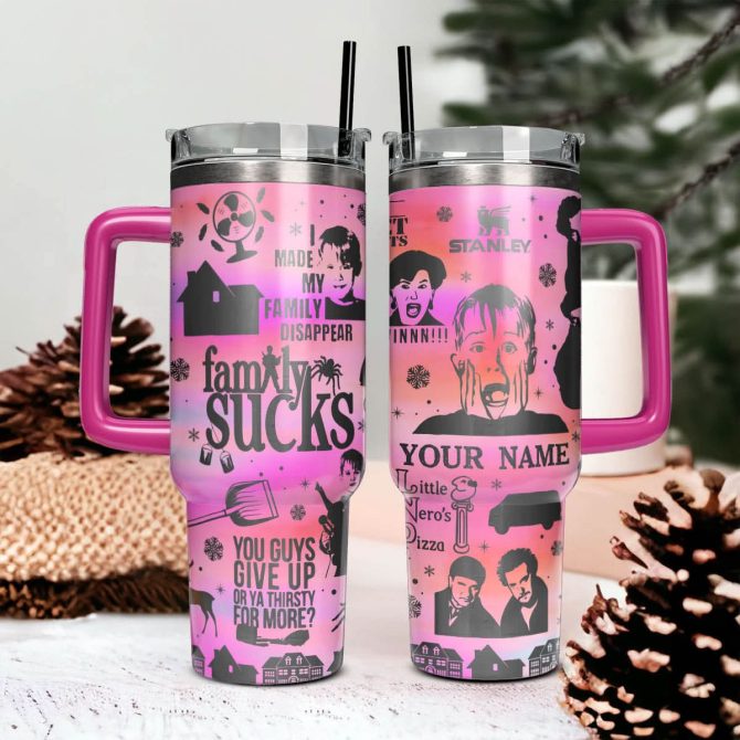 Home Alone Movies Custom Stanley Quencher 40Oz Stainless Steel Tumbler With Handle