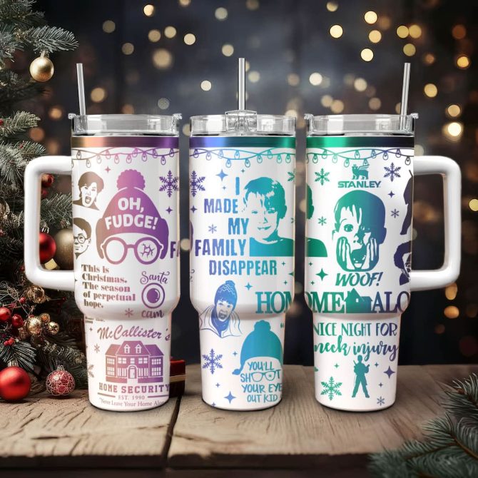 Home Alone Movies Custom Stanley Quencher 40Oz Stainless Steel Tumbler With Handle