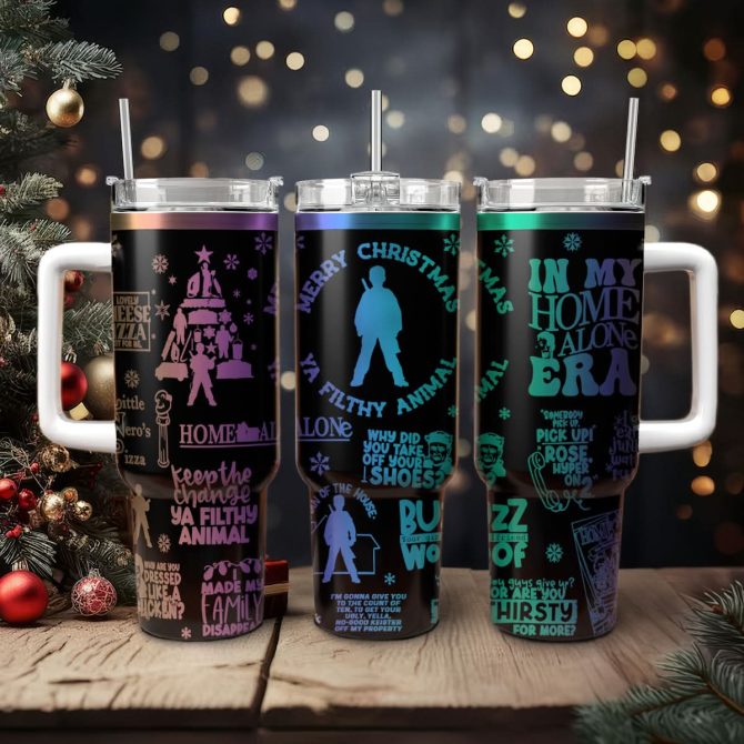 Home Alone Movies Custom Stanley Quencher 40Oz Stainless Steel Tumbler With Handle