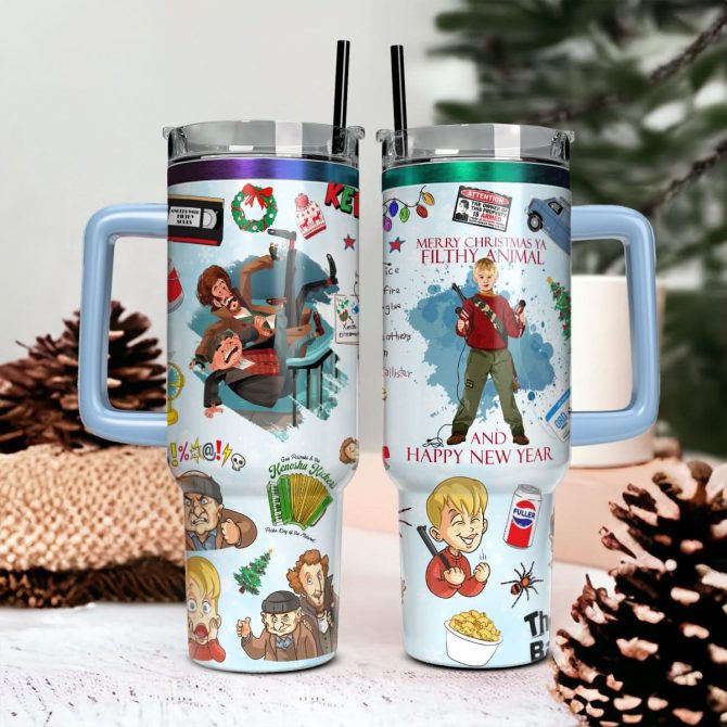 Home Alone Movies Custom Stanley Quencher 40Oz Stainless Steel Tumbler With Handle - Image 5