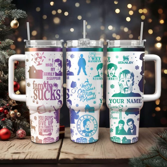 Home Alone Movies Custom Stanley Quencher 40Oz Stainless Steel Tumbler With Handle