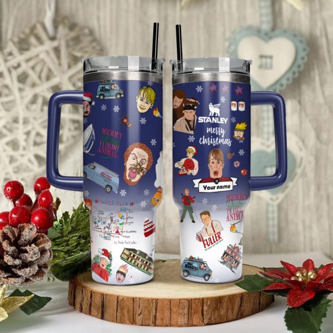 Home Alone Movies Custom Stanley Quencher 40Oz Stainless Steel Tumbler With Handle - Image 4