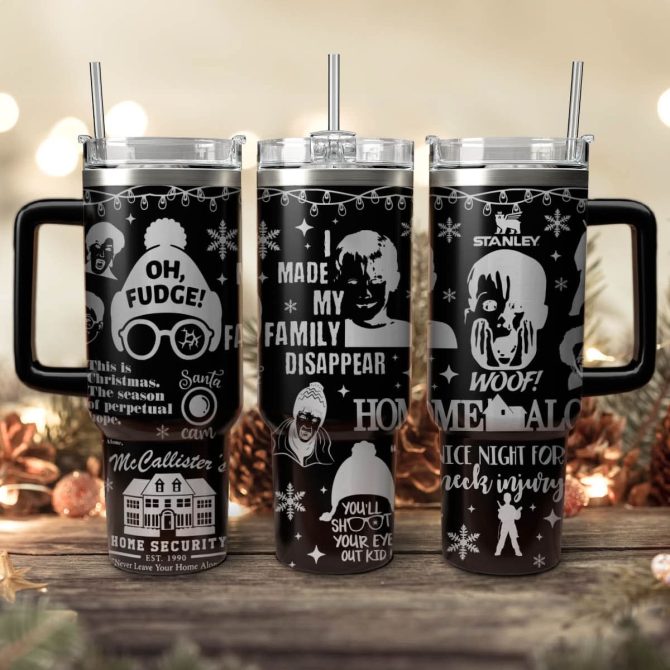 Home Alone Movies Custom Stanley Quencher 40Oz Stainless Steel Tumbler With Handle