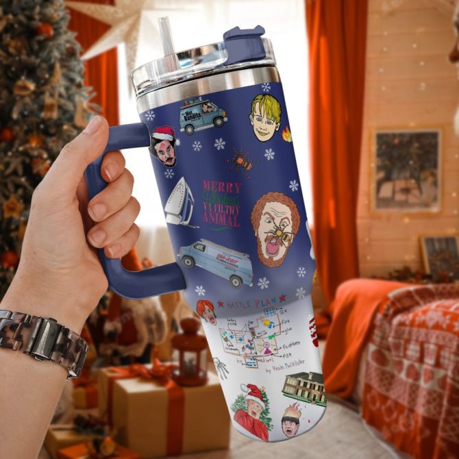 Home Alone Movies Custom Stanley Quencher 40Oz Stainless Steel Tumbler With Handle - Image 2