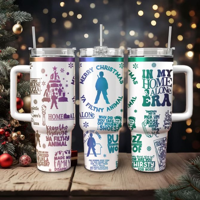 Home Alone Movies Custom Stanley Quencher 40Oz Stainless Steel Tumbler With Handle