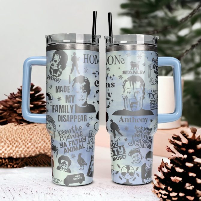 Home Alone Movies Custom Stanley Quencher 40Oz Stainless Steel Tumbler With Handle
