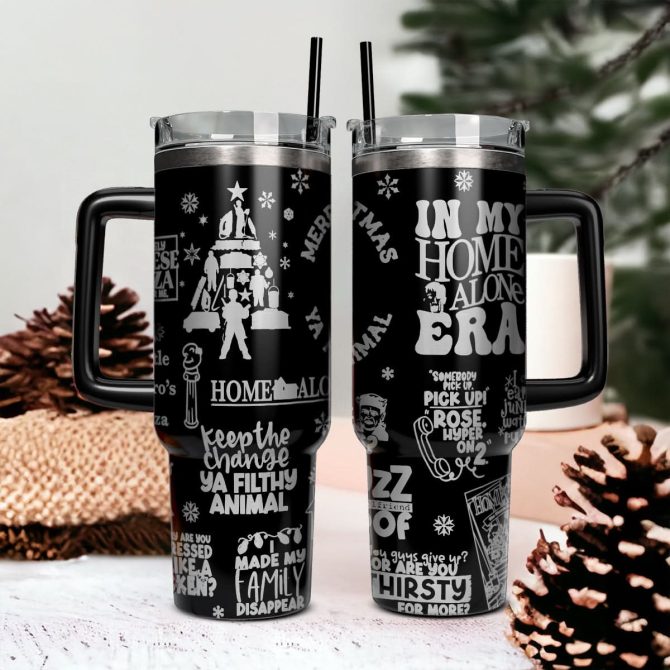 Home Alone Movies Custom Stanley Quencher 40Oz Stainless Steel Tumbler With Handle - Image 2