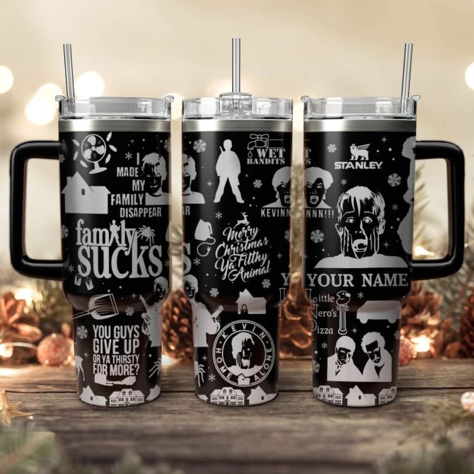 Home Alone Movies Custom Stanley Quencher 40Oz Stainless Steel Tumbler With Handle