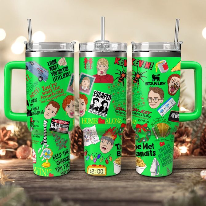 Home Alone Movies Custom Stanley Quencher 40Oz Stainless Steel Tumbler With Handle