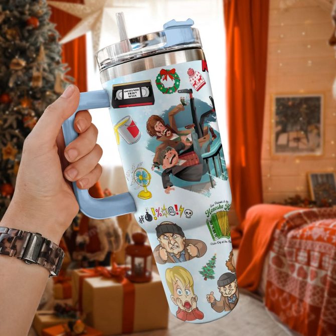Home Alone Movies Custom Stanley Quencher 40Oz Stainless Steel Tumbler With Handle - Image 2