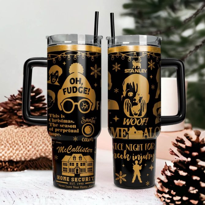Home Alone Movies Custom Stanley Quencher 40Oz Stainless Steel Tumbler With Handle