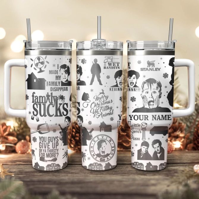 Home Alone Movies Custom Stanley Quencher 40Oz Stainless Steel Tumbler With Handle