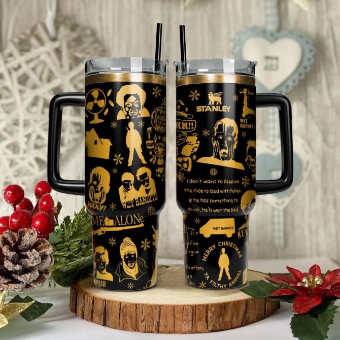 Home Alone Movies Custom Stanley Quencher 40Oz Stainless Steel Tumbler With Handle